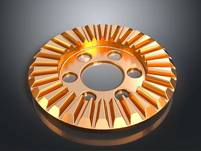 Golden Circular Gear Shaped Lighting Fixture Set With Decorative Holes Design 3d model