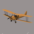 Yellow Tiger Moth Biplane Fighter with Number 25 Markings Two Views Display Classic Design