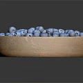 Juicy Fresh Blueberries Filled in Natural Wooden Bowl on Dark Background