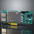 Green Circuit Board Computer Expansion Card With Dual Ports Heat Sink And PCIe Slot