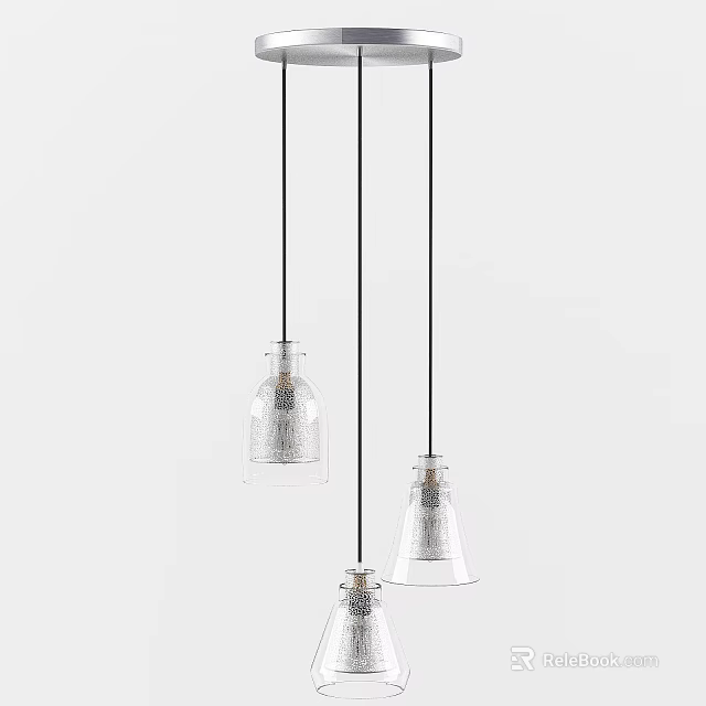 Modern Transparent Glass Pendant Lights Featuring Three Unique Hanging Designs 3d model