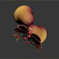 Yellow Festive Bells With Red And Green Bow And Decorative Red Berries