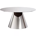 Two Silver Round Coffee Tables With Conical Bases And Sleek Metallic Tops 3d model