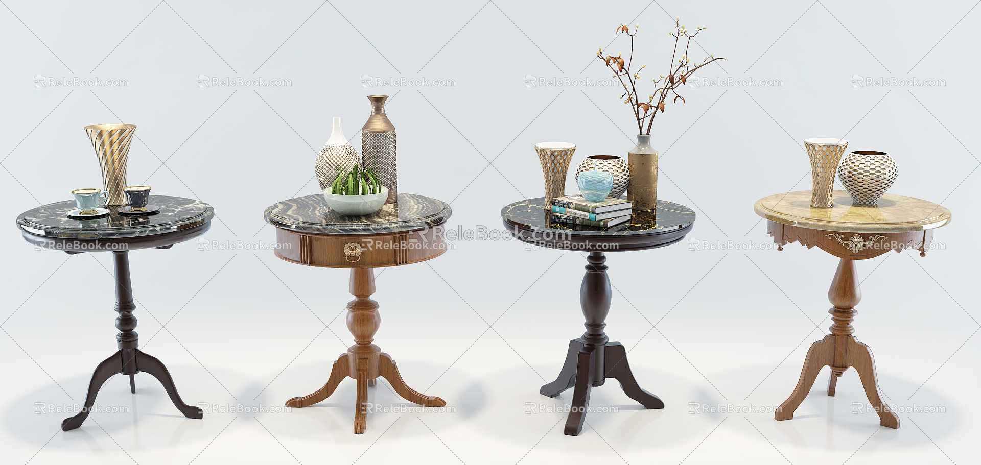 European-style Round Table Fashion Simple Metal Glass Coffee Table Side Table Decorations Ornaments Combination model