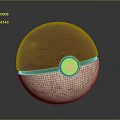 Wooden Top Stone Bottom Sphere With Black Ring And Copper Button