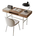 Modern Desk and Chair Combination Desk Lamp 3d model