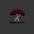 Cartoon Scene Featuring Red Tree With Exposed Trunk On Stone Platform And Sandy Ground 3d model