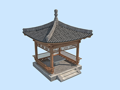 Chinese style pavilion ancient built pavilion four corner pavilion 3d model