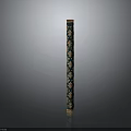 Green And Gold Decorative Vertical Column With Intricate Ornamental Surface Patterns 3d model