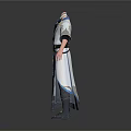 Men In Traditional Blue And White Robes With Belt Details And Long Sleeves