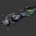 Sleek Sport Racing Motorcycle With Green Accents And Streamlined Black Body Design