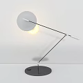 Modern Minimalist Table Lamp With Metal Adjustable Arm And Black Circular Base