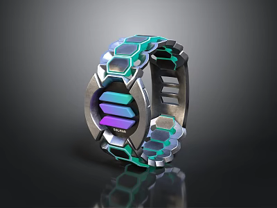 Smart Electronic Bracelet With Hexagonal Design And Colorful LED 3d model