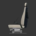 Furniture Seats In Beige Quilted Pattern With Seat Belts And Metal Base