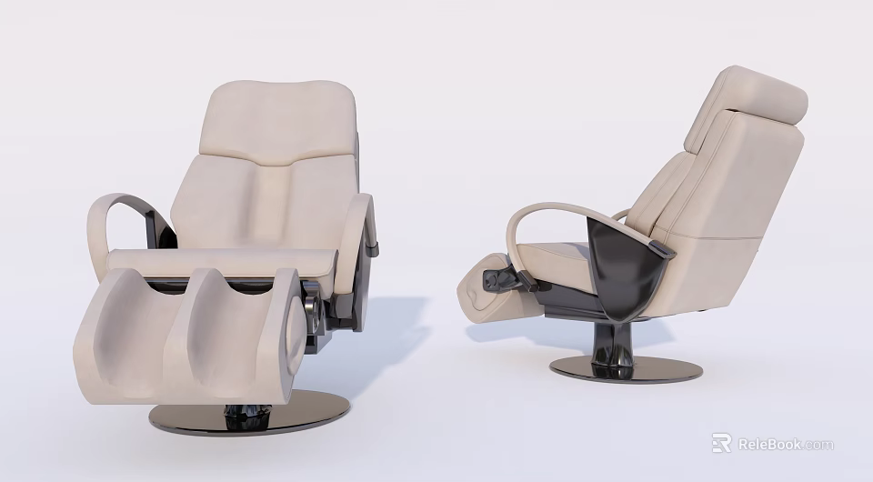 Modern Beige Recliner Chair With Adjustable Backrest Black Base Armrests And Contemporary Design 3d model 