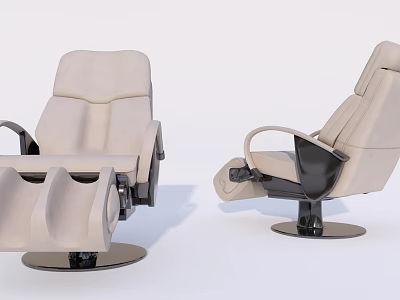Modern Beige Recliner Chair With Adjustable Backrest Black Base Armrests And Contemporary Design 3d model