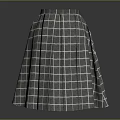 Elegant Gray Plaid Pleated Skirt With Flared Hem And Classic Design For Women