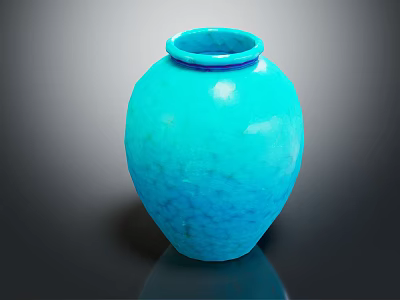 Decorative Blue Ceramic Vase With Round Shape And Smooth Glossy Surface 3d model