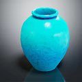 Decorative Blue Ceramic Vase With Round Shape And Smooth Glossy Surface 3d model