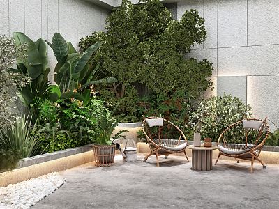 Modern Courtyard Landscape Roof Garden Sunshine Room Plant Pile Dry Landscape Floor Lamp Roof Courtyard Leisure Dew Garden model