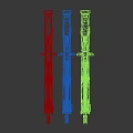 Modern Tactical Rifles With Futuristic Design Tan Black And Colorful Camouflage Patterns