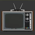 Vintage Retro Television With Wooden Case Antennas Control Knobs And Classic Design