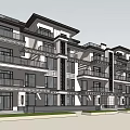 Modern Residential Building Facade Design With Balconies Windows And Symmetrical Structure