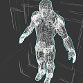 Game Movie Character With Futuristic Gray Blue Armor And Glowing Blue Chest