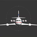 White Passenger Jet Toy Model With Blue Stripes Four Engines And Wings