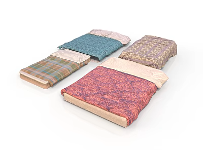 Multiple Colorful Patterned Mattresses With Different Designs And Textures For Bedroom Furniture 3d model