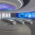 High Tech Monitoring Control Room Interior With Digital Screens Console Desks And Ergonomic Chairs