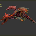 Red Dragon 3D Model Featuring Open Mouth Wings Scales And Reflection On Dark Background 3d model