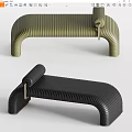 Modern Ribbed Design Sofa Bench With Green And Black Color And Metal Hook Detail