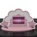 Pink Cloud Shaped Stage With Central Screen Waveform Display And Side Star Decorations Silver Spheres 3d model