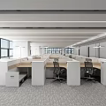 Modern Public Office Space Featuring Open Layout Cubicles Large Windows And Natural Light