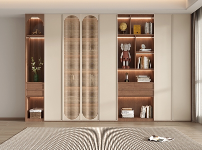 Bookcase rattan door 3d model