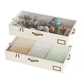 Gray Fabric Drawer Style Storage Baskets with Stuffed Toys and Folded Towels