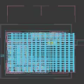 Modern Cyber Cafe Interior With Blue Comfortable Seats Multiple Monitors Hanging Lamps And Wooden Bookshelves