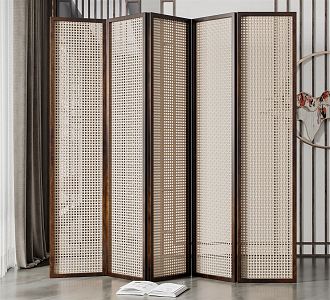 New Chinese Screen Rattan Screen Partition 3d model