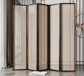 New Chinese Screen Rattan Screen Partition 3d model