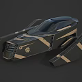 Futuristic Black and Gold Fighter Jet With Streamlined Sci Fi Design 3d model