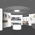 Modern Store Interior With Circular Ceiling Light Central Display Counter And Wall Displays 3d model