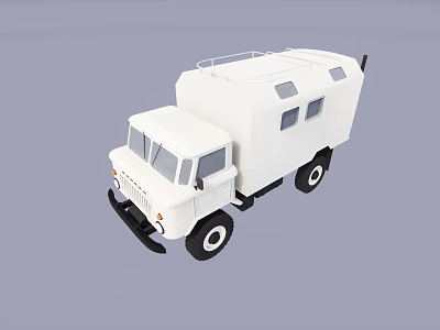 White Camper Truck With Roof Rack Side Windows And Cargo Area 3d model
