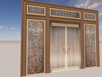 New Chinese Style Door Copper Door 3d model