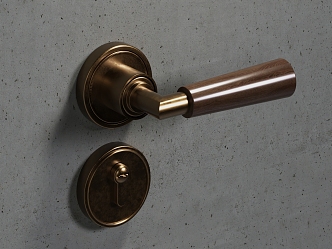 Vintage Door Handle Brass Door Handle Hardware Lock Decoration 3d model