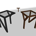 Modern Glass Top Stools With Black And Wooden Geometric Frame Design