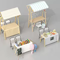 Commercial Outdoor Stalls With Canopies Tables Chairs And Decorative Product Displays