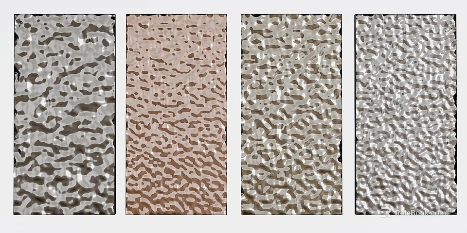 Decorative Wall Panels With Various Textured Patterns And Shiny Surface Finishes 3d model 