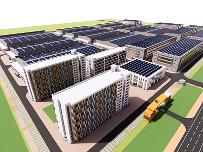 Modern multi-storey factory building solar factory building industrial park model