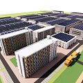 Modern multi-storey factory building solar factory building industrial park 3d model